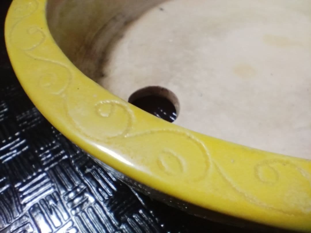 盆栽鉢 (初代 平安洸春) 黄交趾 楕円