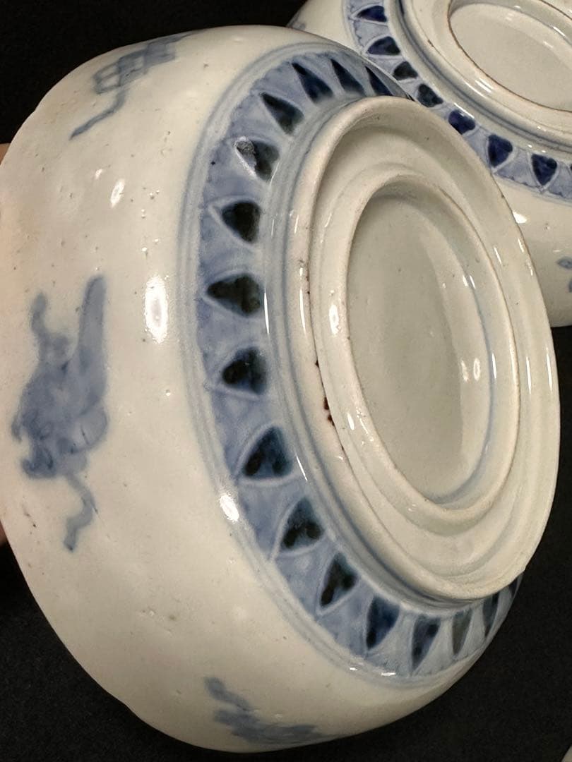 古伊万里 金彩色絵 花草雲鶴文鉢 五客セット　古美術品 骨董