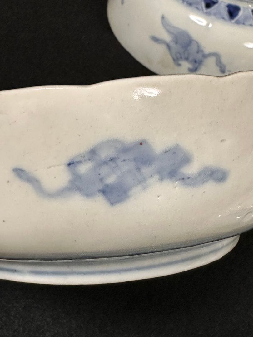 古伊万里 金彩色絵 花草雲鶴文鉢 五客セット　古美術品 骨董