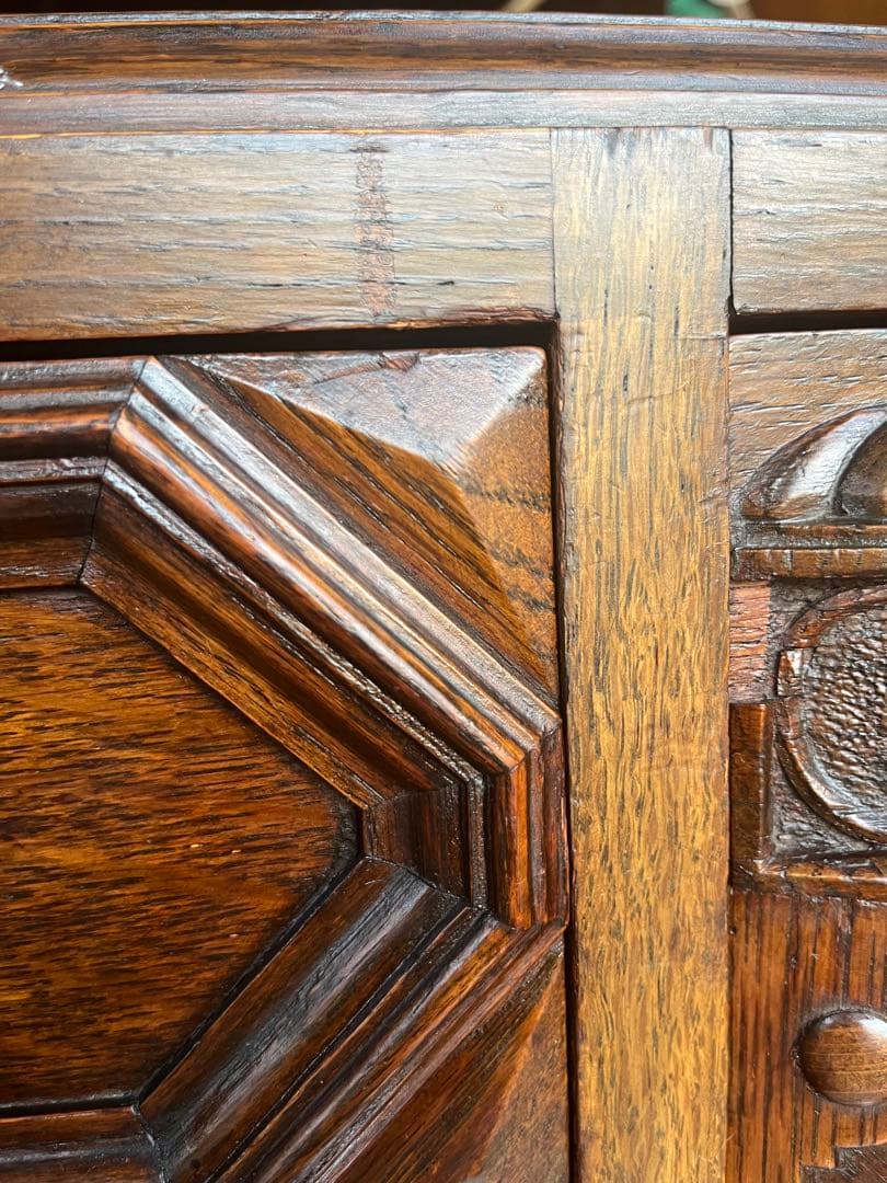 英国 アンティーク家具 デスク オーク 大型 真鍮 レザー張り