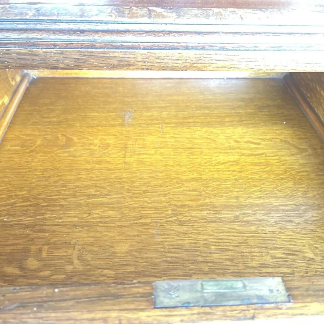 英国 アンティーク家具 デスク オーク 大型 真鍮 レザー張り