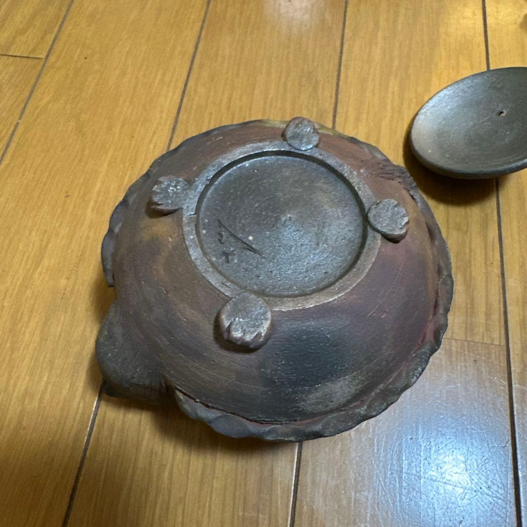 備前焼 獅子の顔 茶道具 木箱付き