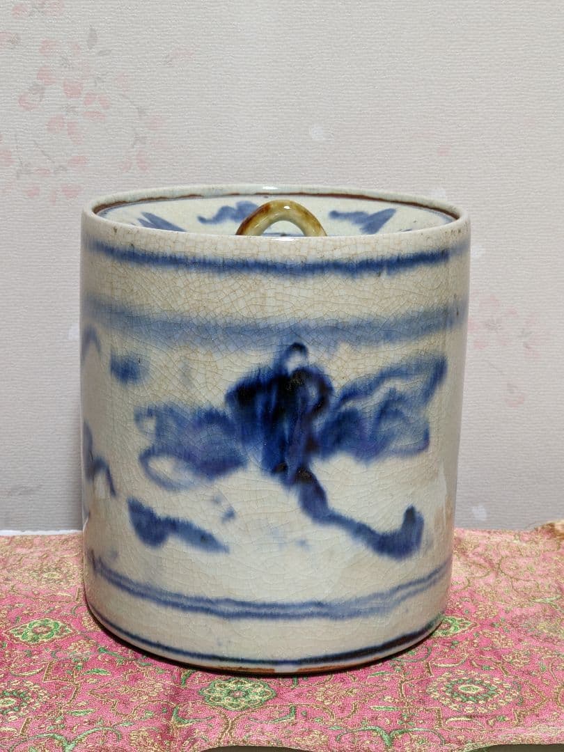 ♦ 安南染付 古渡り 蜻蛉紋 水指 茶道具 古玩 コレクション骨董品アンティーク