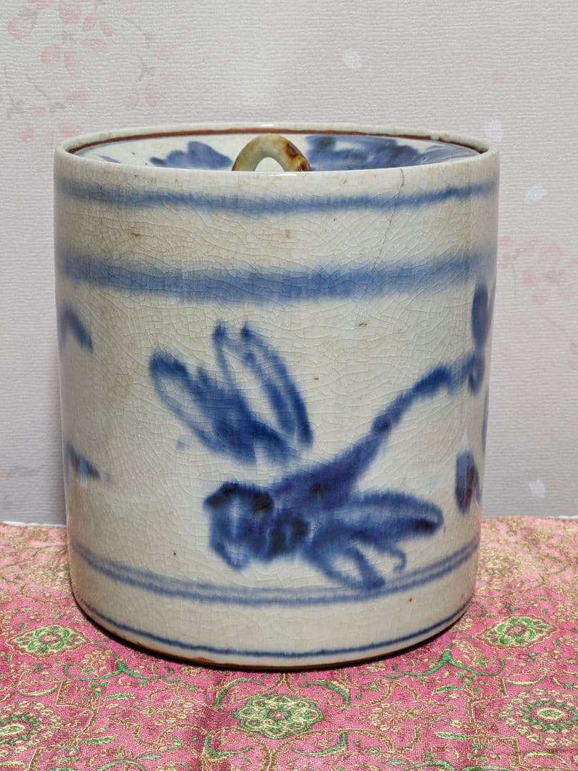 ♦ 安南染付 古渡り 蜻蛉紋 水指 茶道具 古玩 コレクション骨董品アンティーク