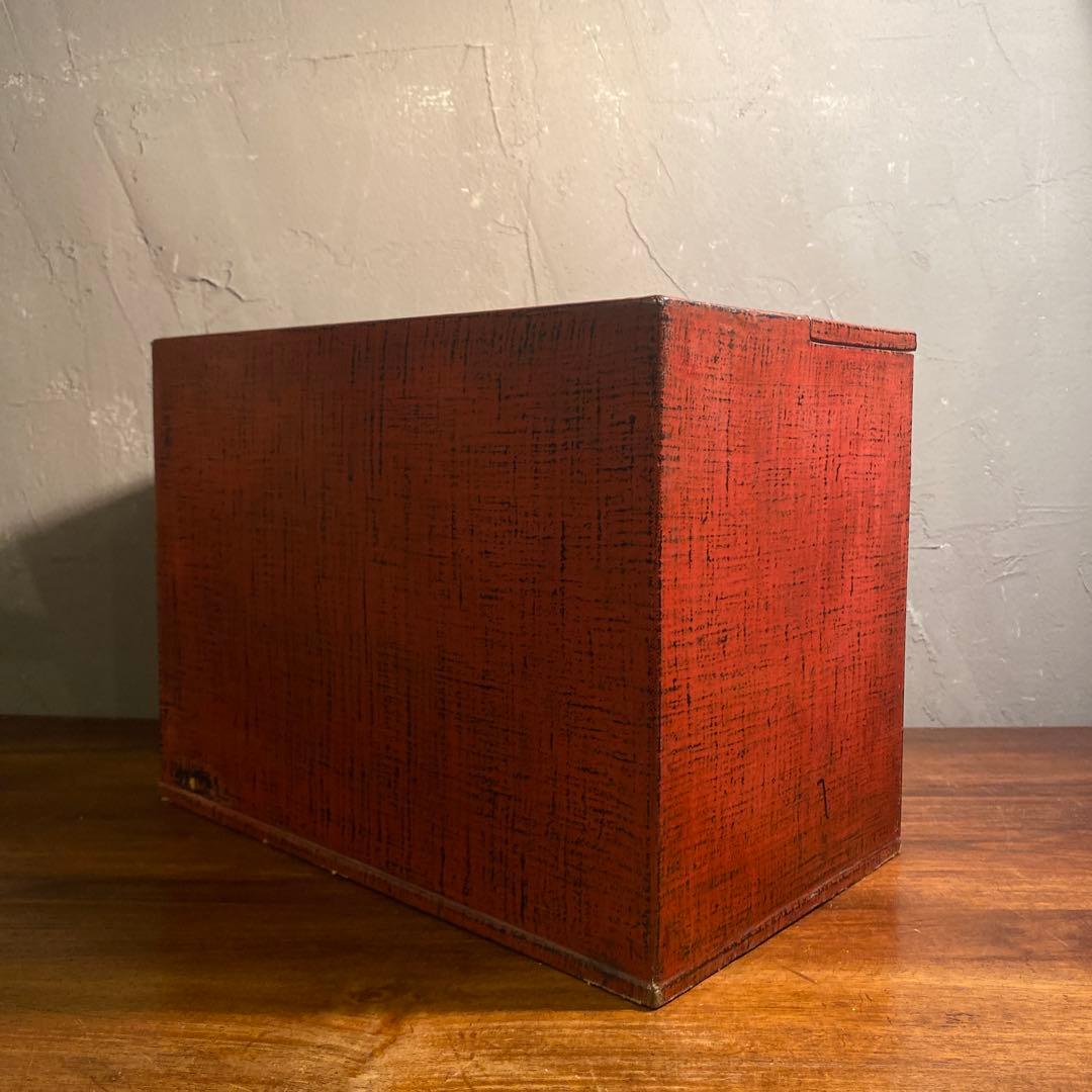 昭和レトロ 漆塗り針箱 小引き出し 裁縫箱 五杯 絣 漆芸 骨董品 古道具