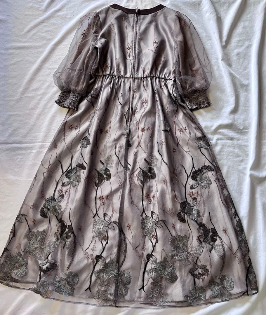 Callarusカラルス Vネック刺繍レースワンピースドレス 結婚式オケージョン