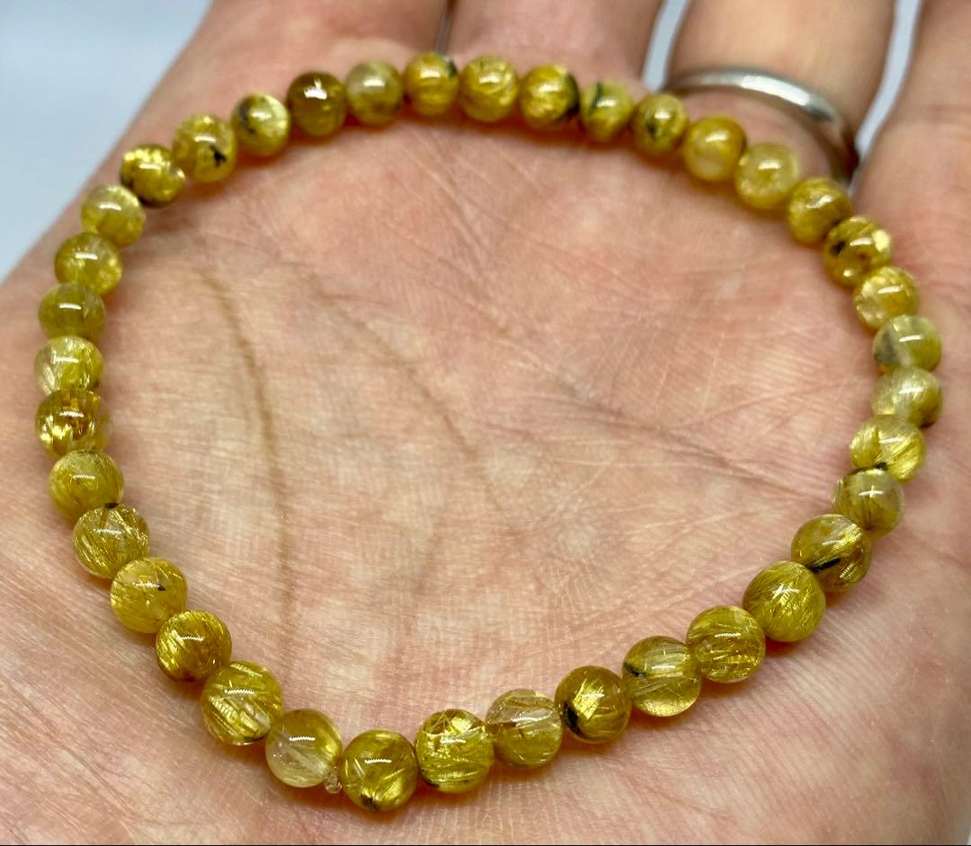 N*t様 艶、照り、ギッシリ♪高品質5Aグレード✨ゴールドルチルクォーツのブレス