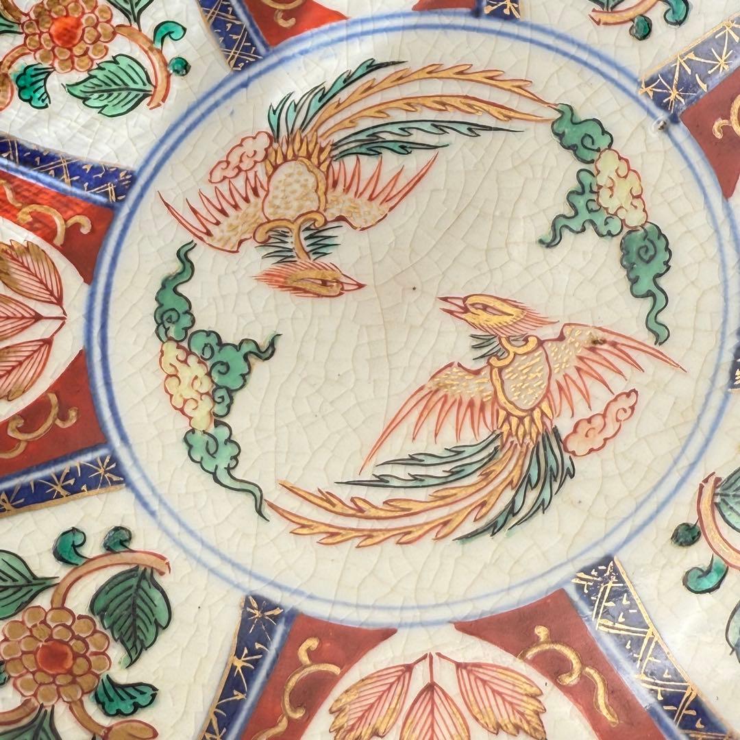 2189様感謝‼️節目に明治上手柿右衛門手『桐花鳳凰文様』切支丹皿松梅桐菊5客