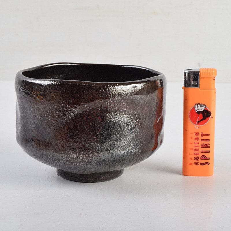 茶道具　黒楽茶碗　陶印あり　時代箱　V　R9389