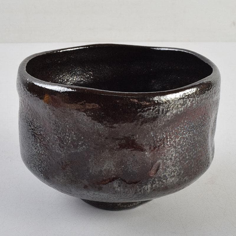 茶道具　黒楽茶碗　陶印あり　時代箱　V　R9389