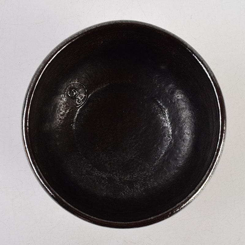 茶道具　黒楽茶碗　陶印あり　時代箱　V　R9389