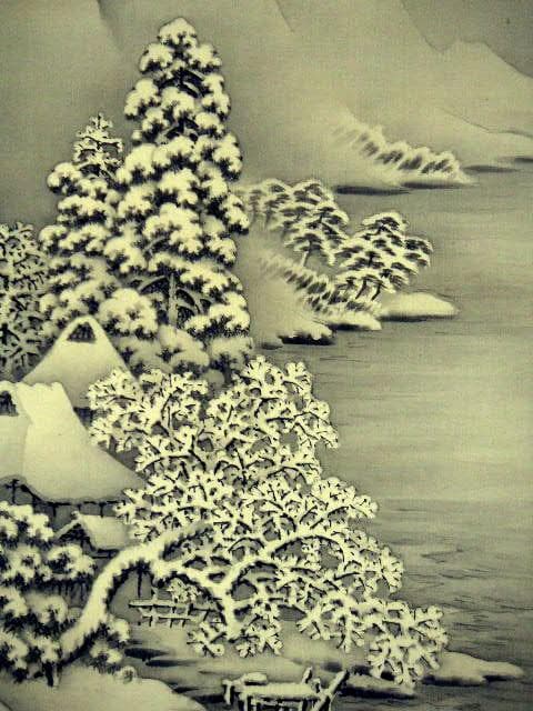 ♥掛軸　雪景図　田口 楚水　掛け軸　共箱付き　骨董品