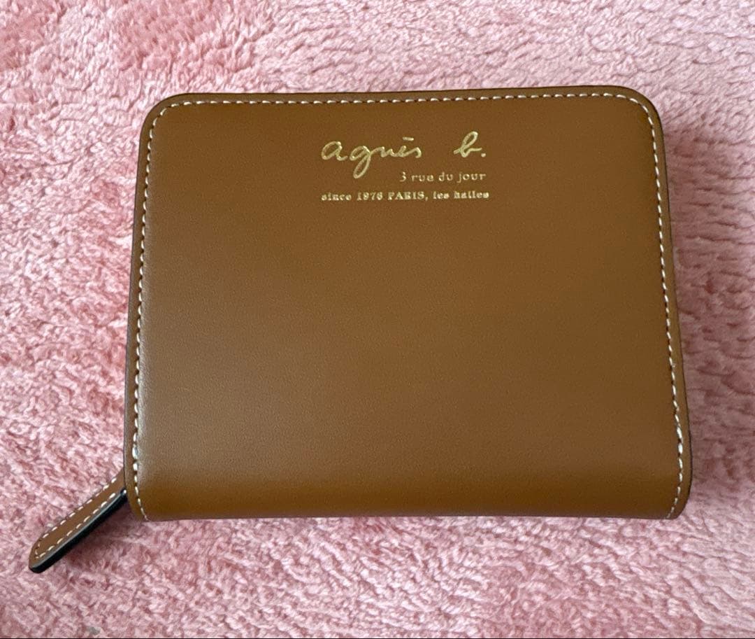 アニエスベー　レザー 二つ折りウォレット　ブラウン　未使用品