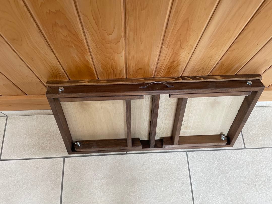 木製折りたたみテーブル チェック柄