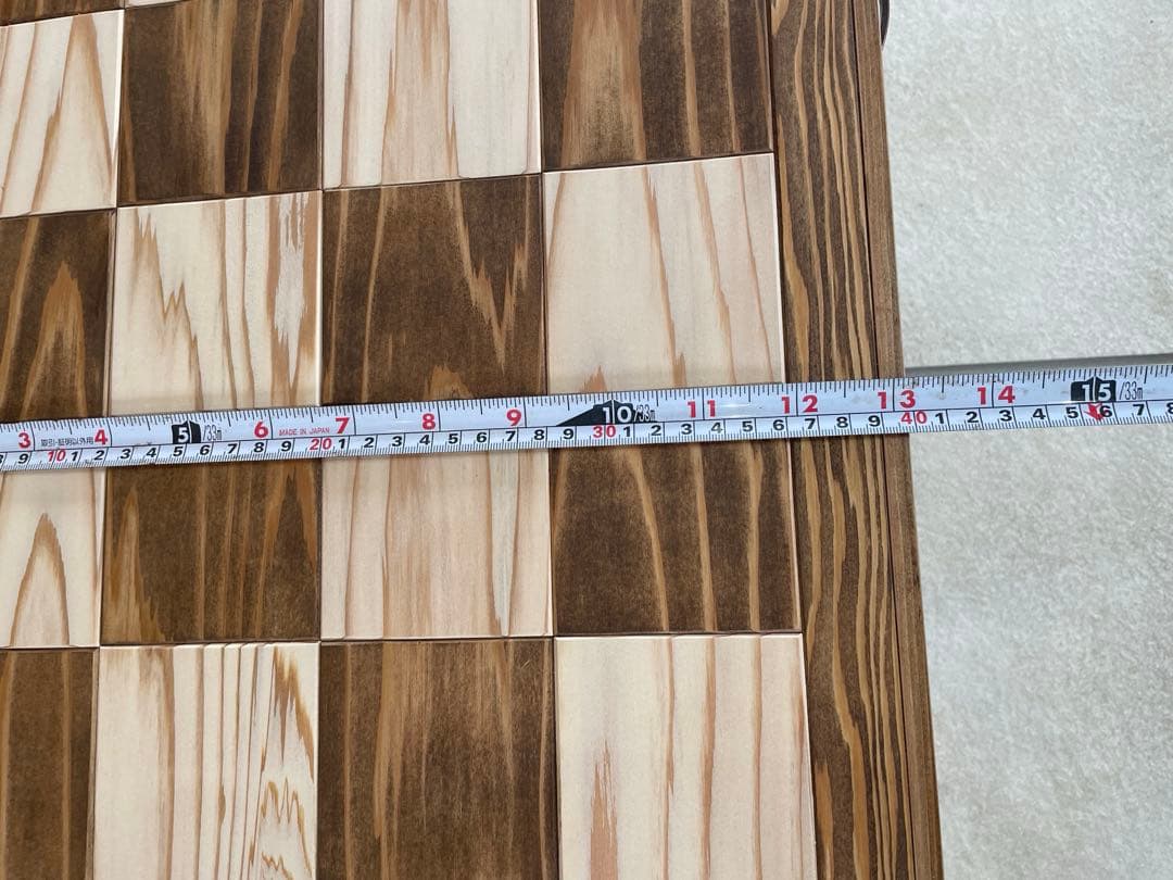 木製折りたたみテーブル チェック柄