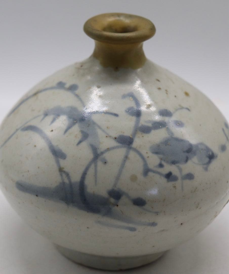 李朝　染付　油壺　アンティーク　送料込み1121
