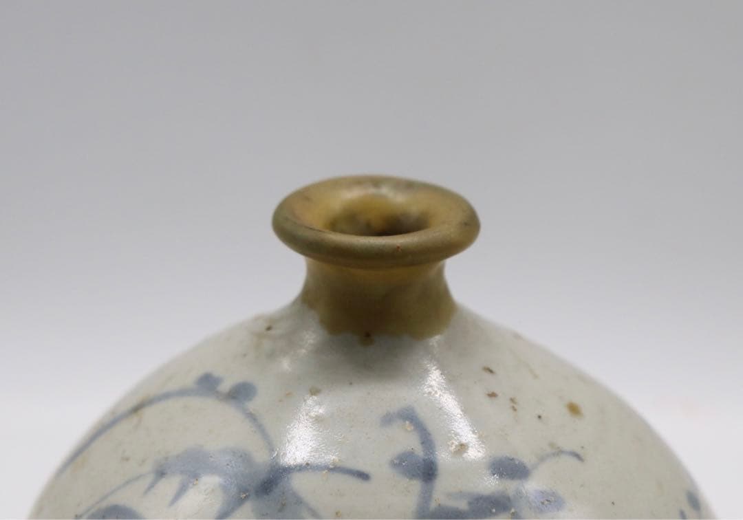 李朝　染付　油壺　アンティーク　送料込み1121