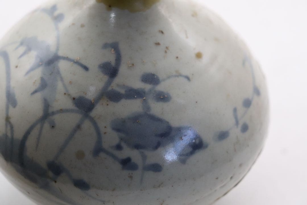 李朝　染付　油壺　アンティーク　送料込み1121