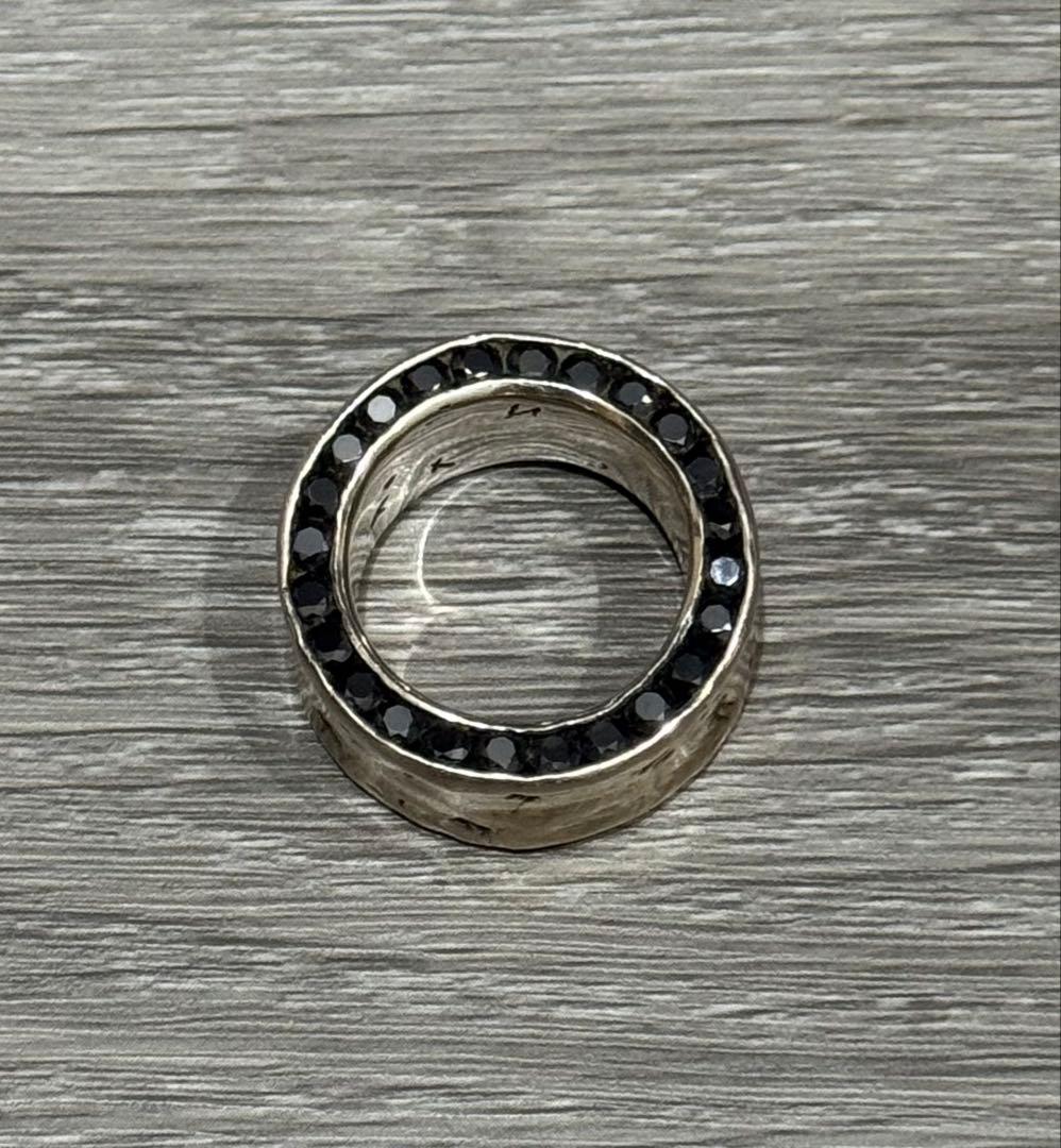 e.m. 両面 ジルコニア リング ブラック シルバー925 19号