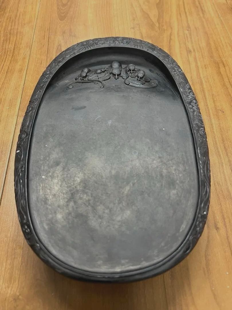 中国古美術　歙州　蝙蝠龍紋硯　硯　書　端渓硯 / 西X-44