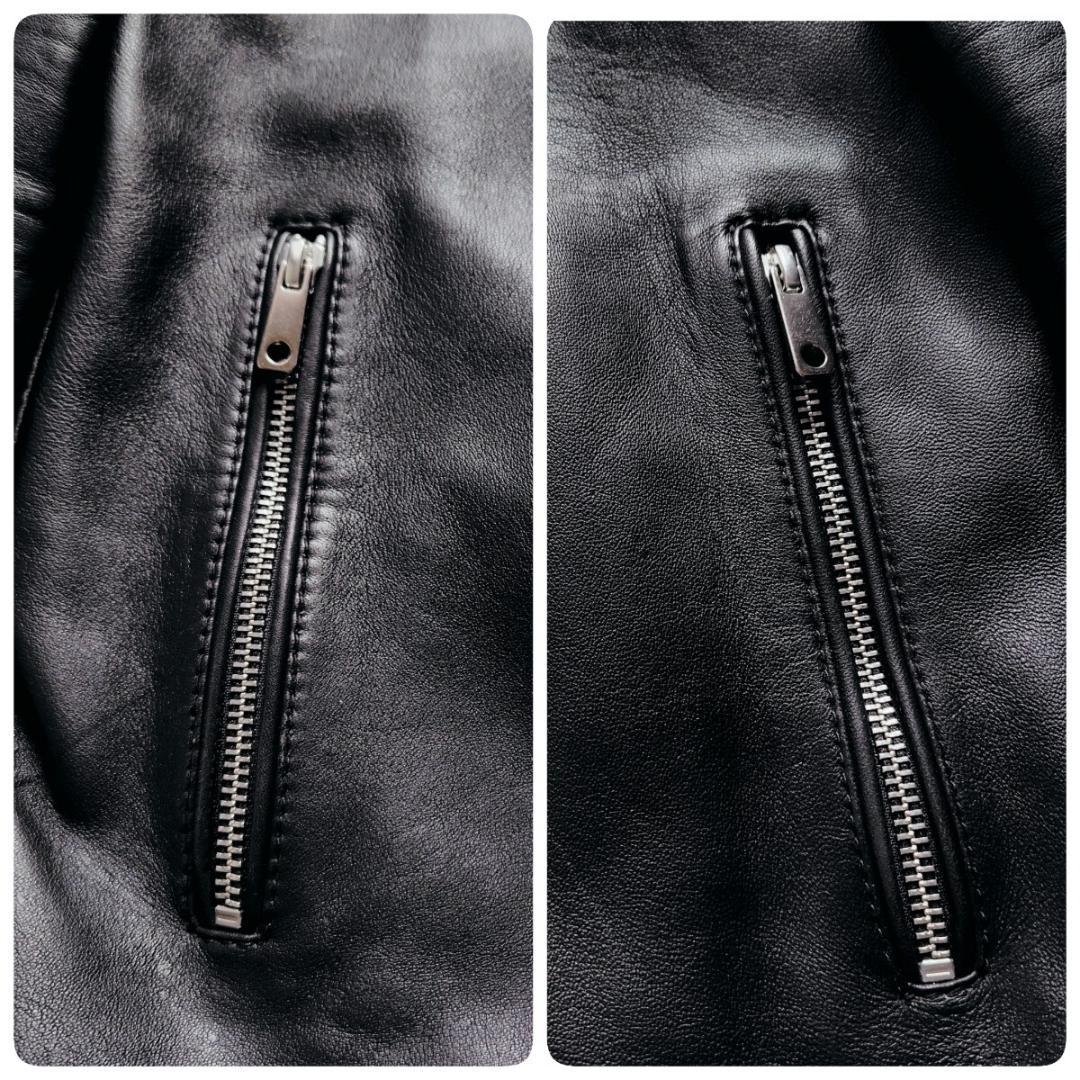 【XLサイズ 美品】UNITED TOKYO シングルライダース ラムレザー 黒