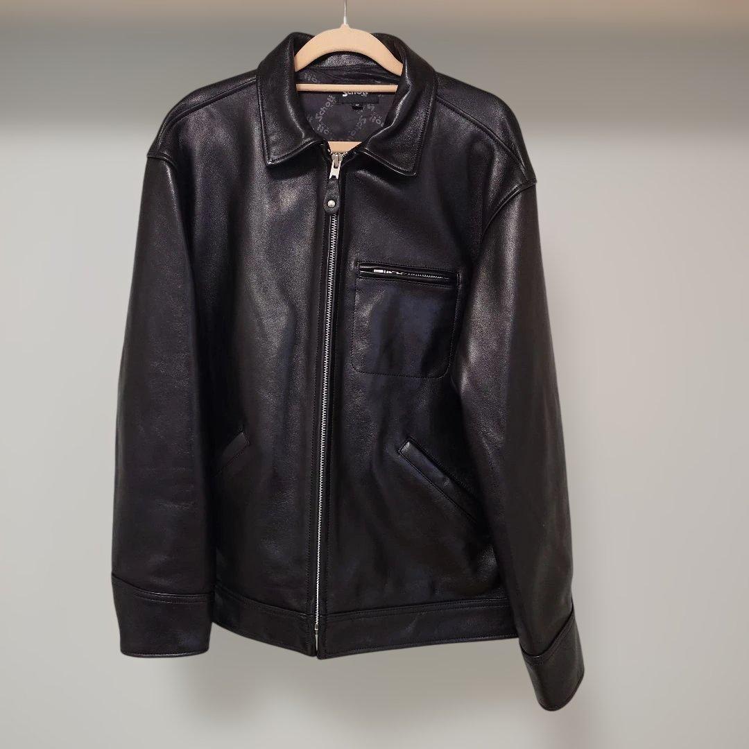 schott ブラック レザージャケット　ライダース　革ジャン　Mサイズ