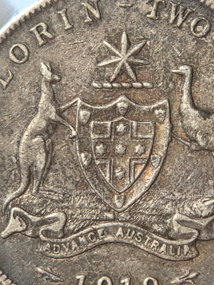 (稀少年号)オーストラリア連邦　ジョージ５世　1フローリン銀貨　1919 M