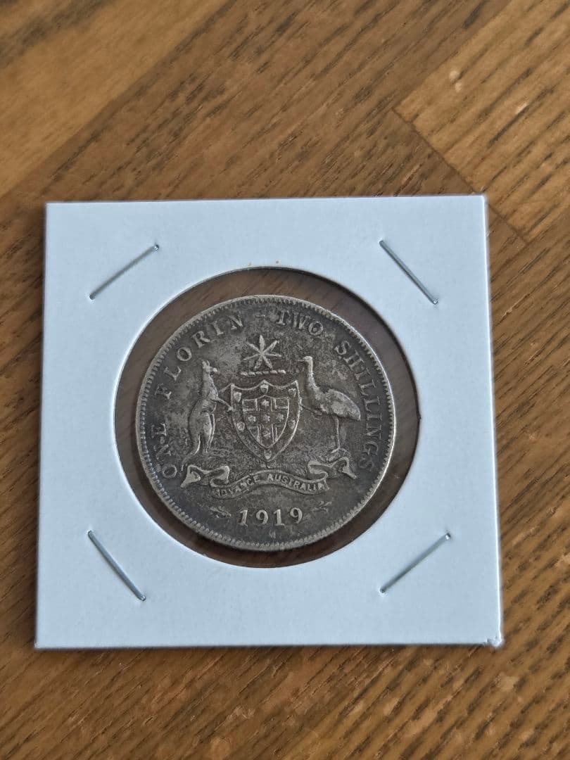 (稀少年号)オーストラリア連邦　ジョージ５世　1フローリン銀貨　1919 M