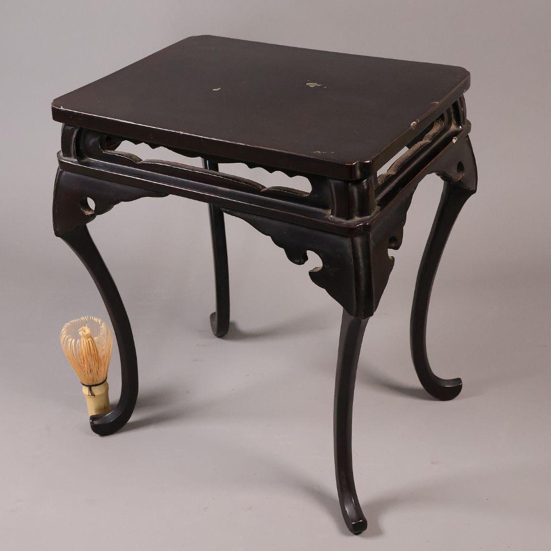 時代 木製 漆塗 春日卓 高34.8cm 高卓 花台 経机【MA823】