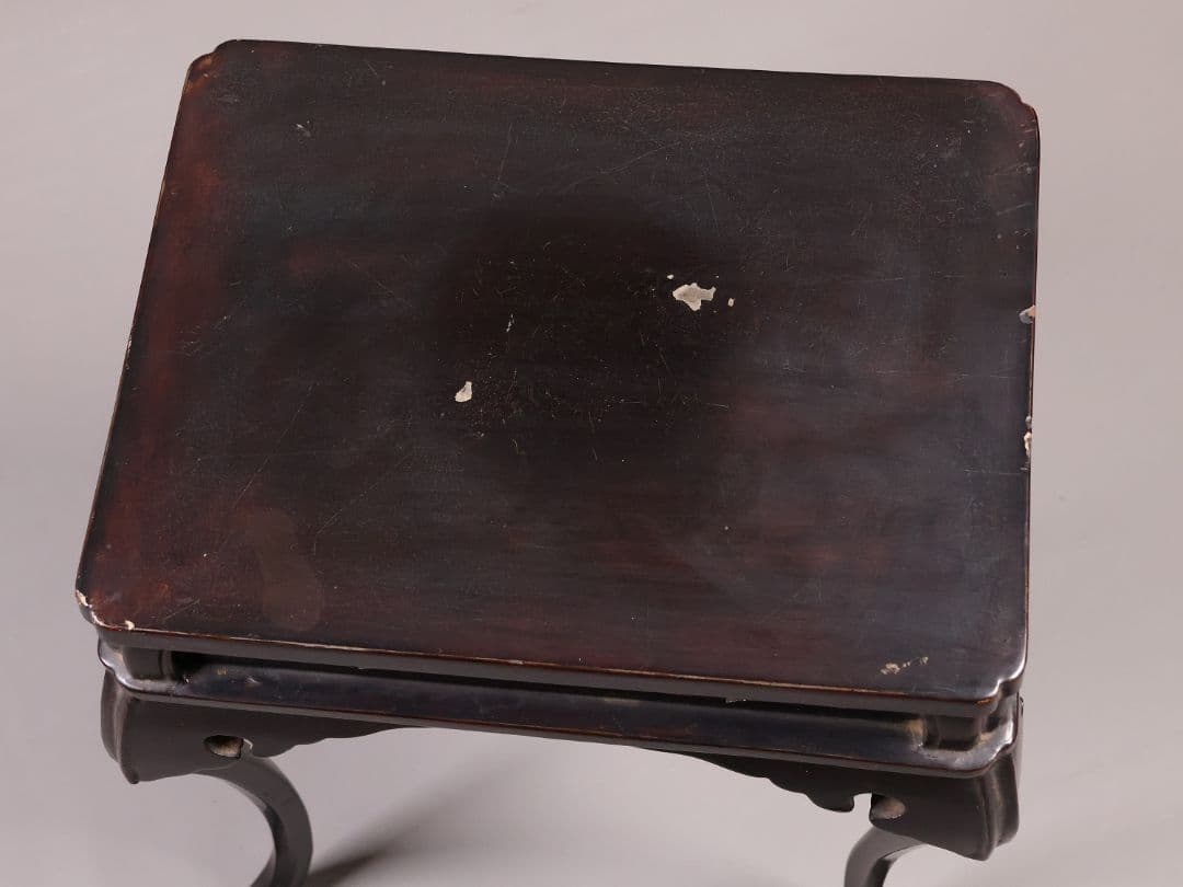 時代 木製 漆塗 春日卓 高34.8cm 高卓 花台 経机【MA823】