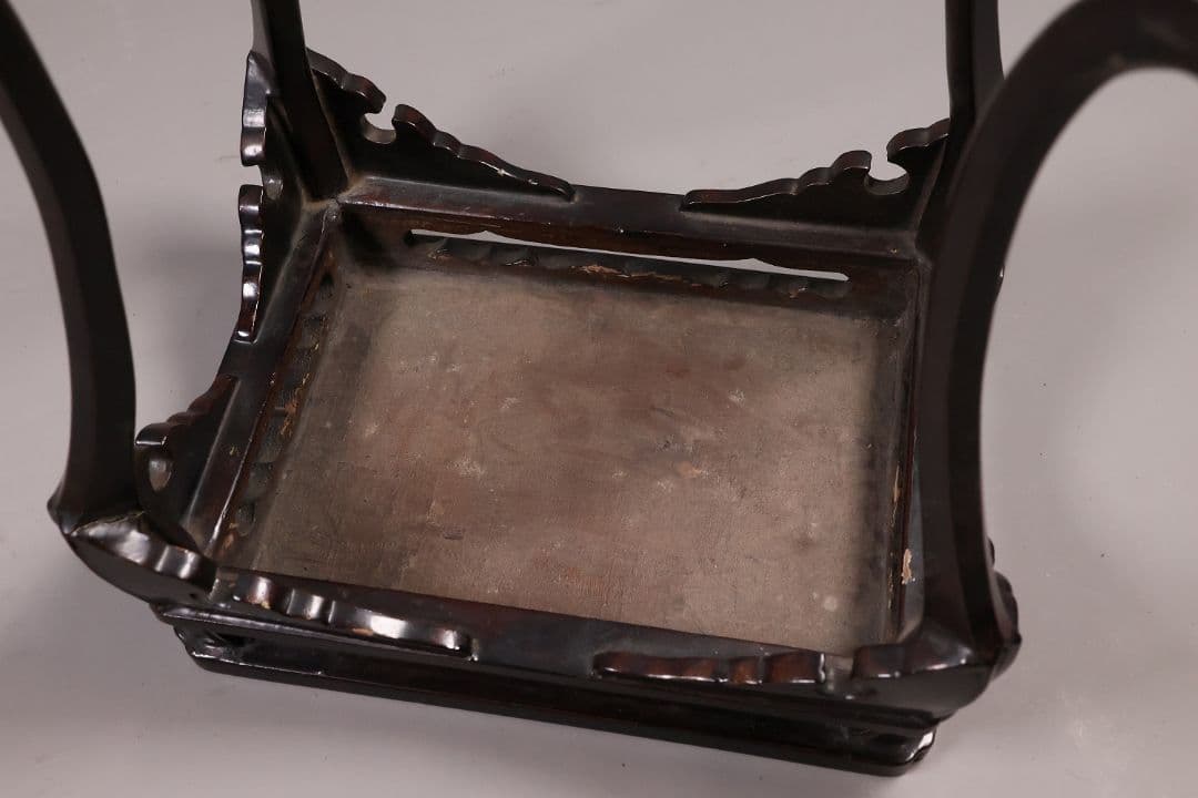 時代 木製 漆塗 春日卓 高34.8cm 高卓 花台 経机【MA823】