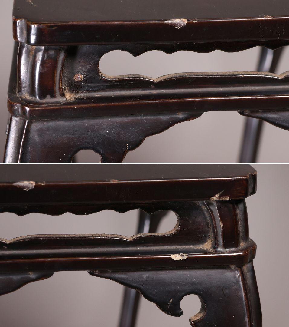 時代 木製 漆塗 春日卓 高34.8cm 高卓 花台 経机【MA823】