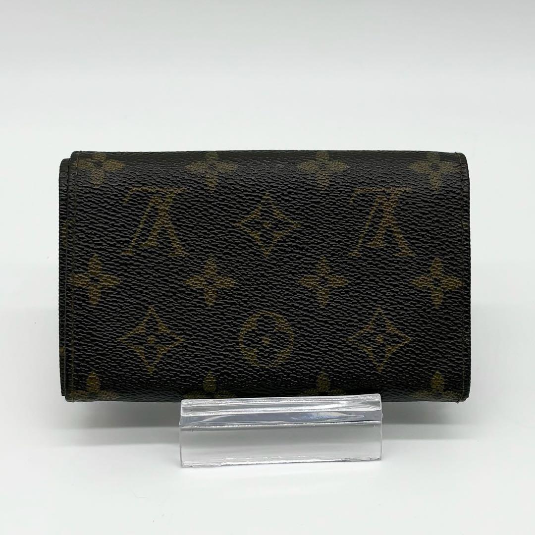 【極美品】LOUIS VUITTON レザー 二つ折り財布 モノグラム 焦茶