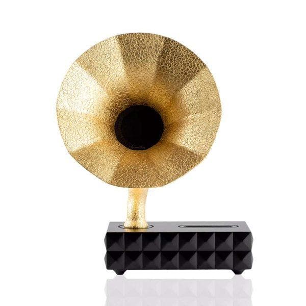 まるでレトロな蓄音機！お部屋がエレガントになる無電源スマホ用スピーカー　ゴールド