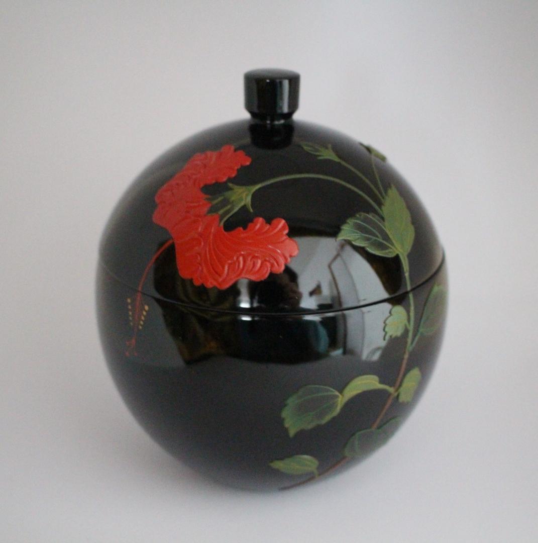 琉球漆器 紅房（べんぼう） ハイビスカス柄
