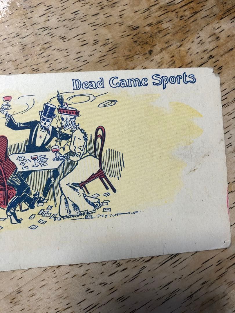 アンティーク　19s スカル　髑髏　骸骨　ポストカード　ネイバーフッド　レトロ