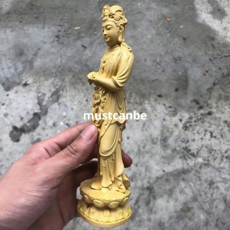 仏像 仏教美術 自在観音菩薩像 木の雕刻品 木彫り仏像 職人手作り