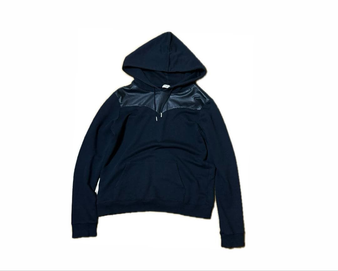 【希少】SAINT LAURENT サンローラン エディ期　レザー切替パーカー