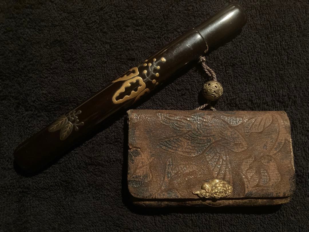 金無垢金具！江戸時代の名工の作か！？煙管 煙管筒　希少品！五七桐秀吉2点まとめて