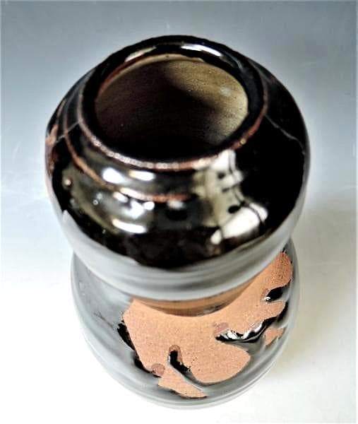 芸術院会員　六代清水六兵衛 黒釉花瓶　M56