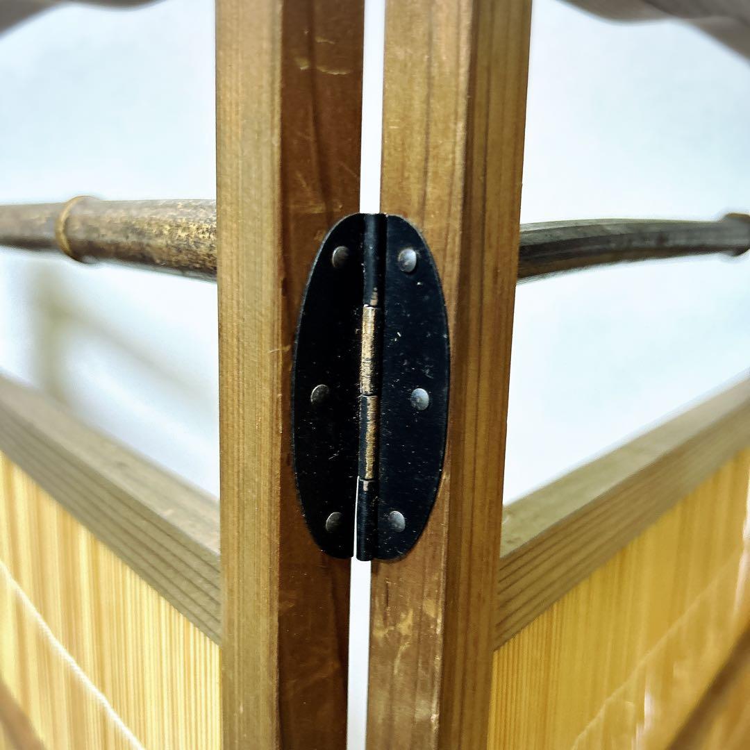 【良品】　透かし彫り　簾屏風　衝立　パーテーション　間仕切り　昭和レトロ