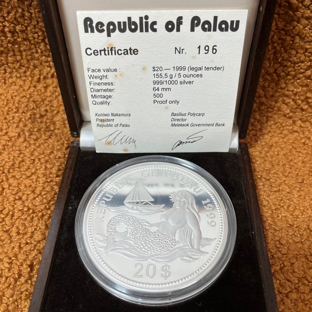 パラオ 1999年 サメ記念硬貨 20$ 【 純銀 】 ５オンス