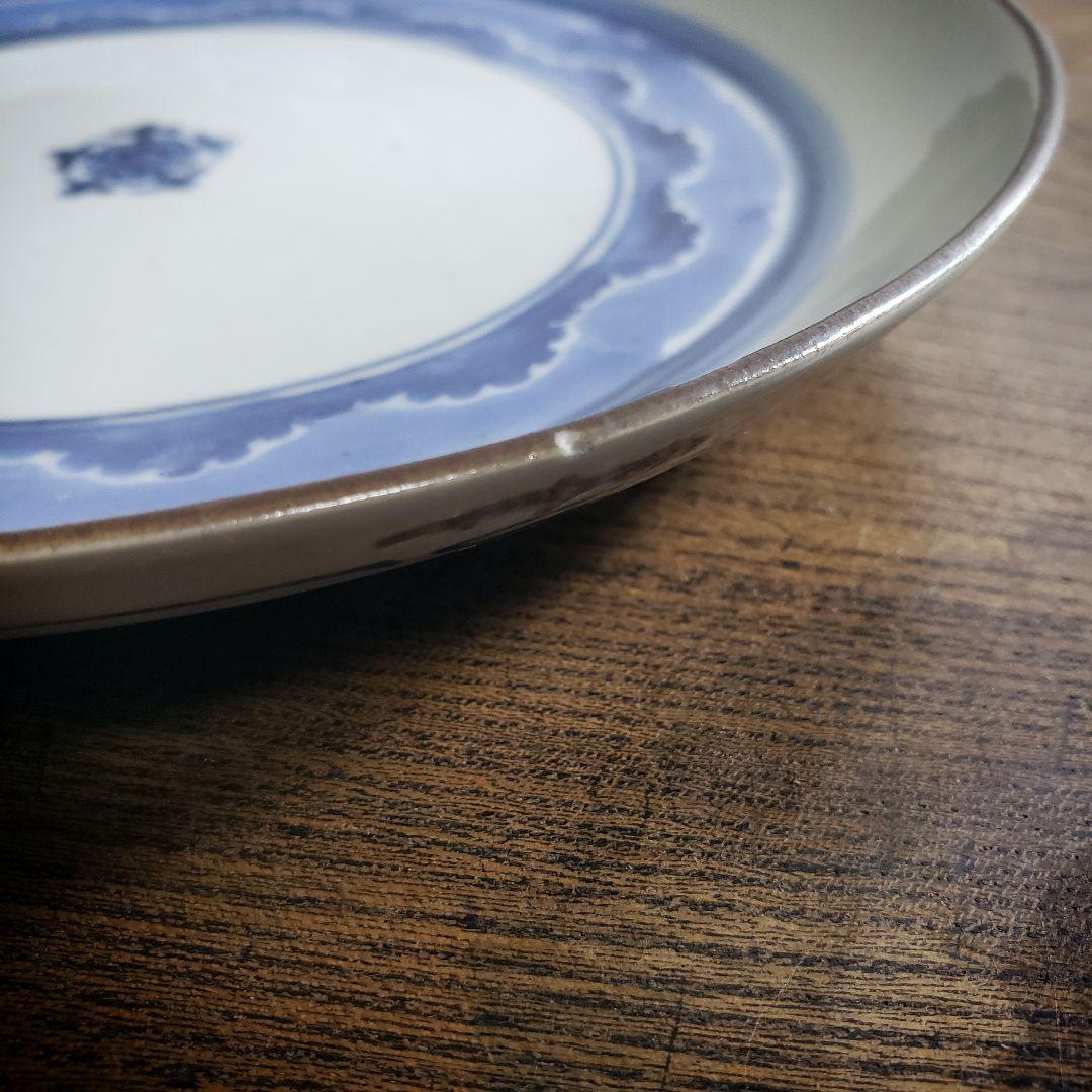 皿　古伊万里　江戸　五弁花　雲　唐草　染付　珍品