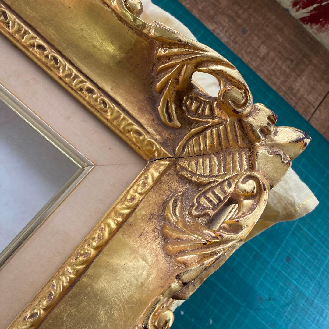 豪華金装飾 F4号 油彩額縁 ゴールドフレーム 布カバー 箱付き