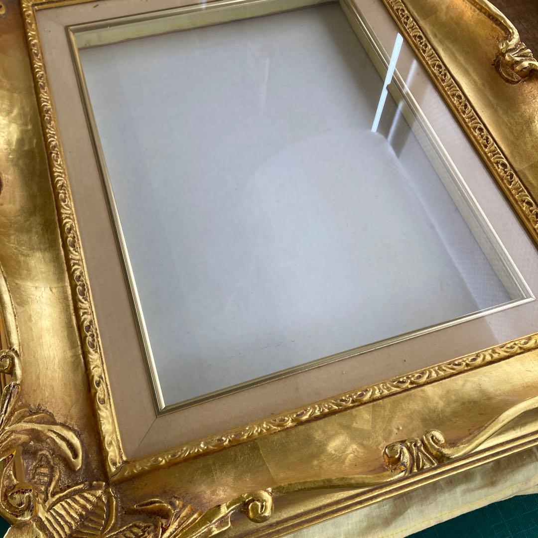 豪華金装飾 F4号 油彩額縁 ゴールドフレーム 布カバー 箱付き