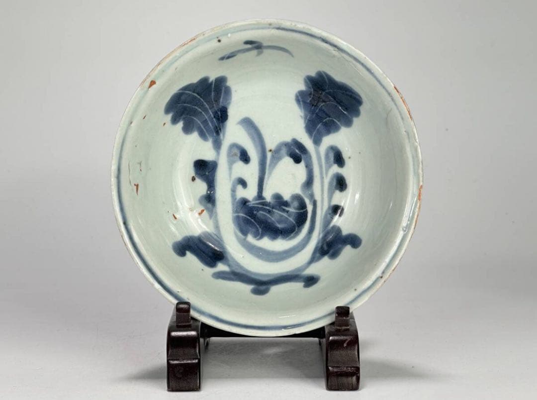 中国 明朝 古染付 ナズナ文様 魯山人 愛玩 向付 懐石 茶道 骨董 古美術