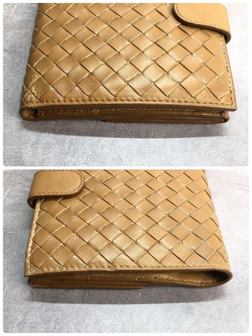 BOTTEGA　ボッテガヴェネタ　イントレチャート　ブラウン　レザー　折り財布