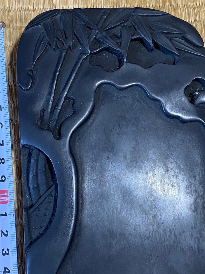 ♦中国？国内産 竹林に鼠 漢詩漢文紋 老硯 古硯 文房四宝 古玩 古美術 骨董品