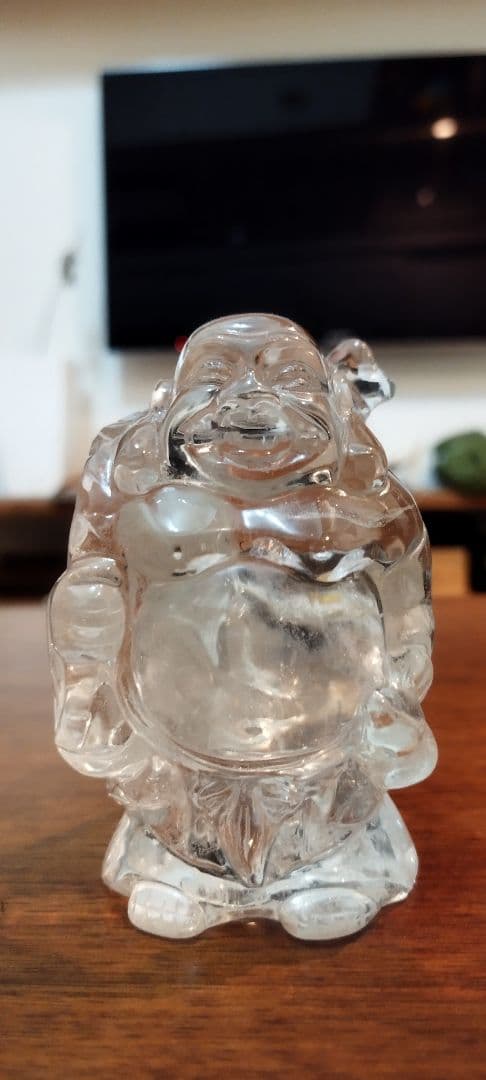 本水晶　開運手彫り水晶 布袋尊 商売繁盛 置物　天然水晶　天然石　パワーストーン