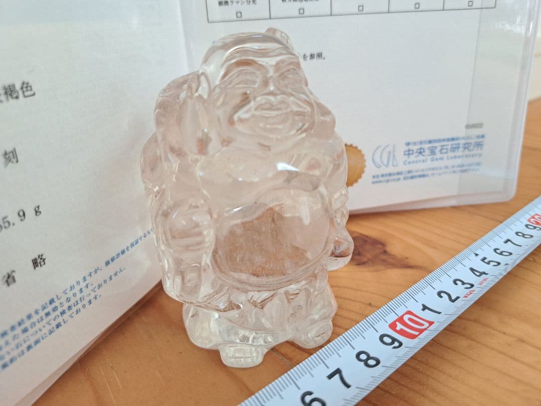 本水晶　開運手彫り水晶 布袋尊 商売繁盛 置物　天然水晶　天然石　パワーストーン